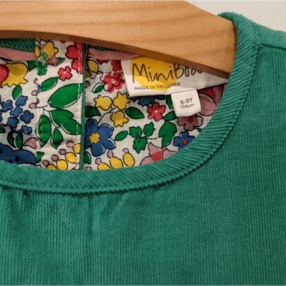 Mini Boden Green Teal Corduroy Short Sleeve Tiered Dress Girls Size 8 9 - Picture 7 of 7